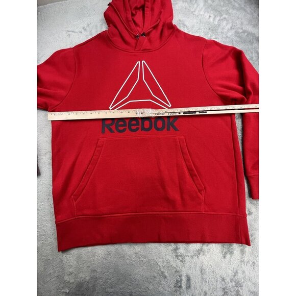 Reebok Mens XL Red Hoodie Sweatshirt Casual Wear Workout Hooded Pullover - Picture 4 of 10